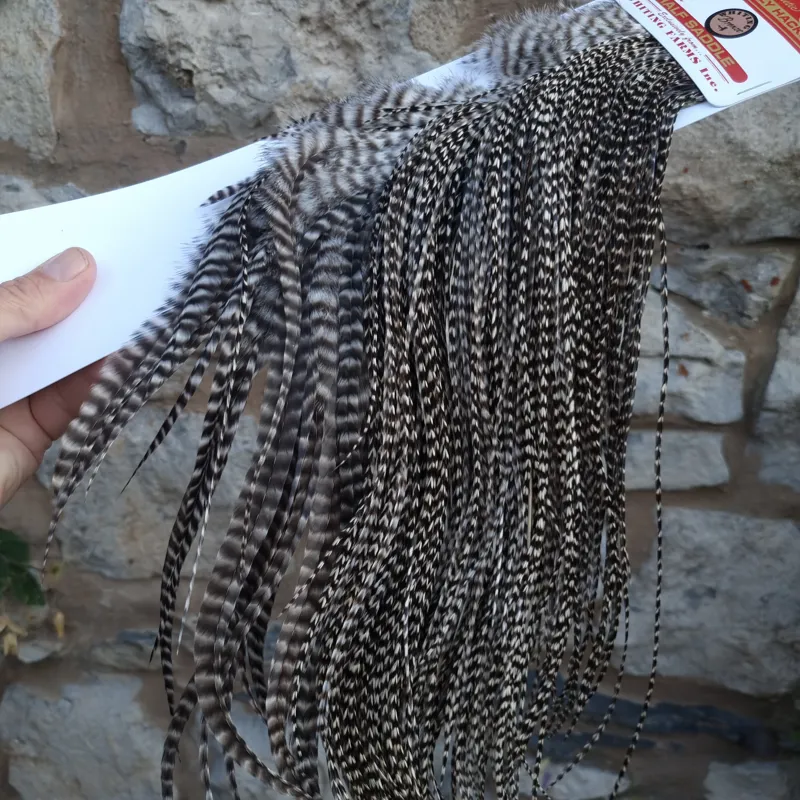 Whiting 1/2 BRONZE Grade Dry Fly Rooster Saddle in Grizzly-4